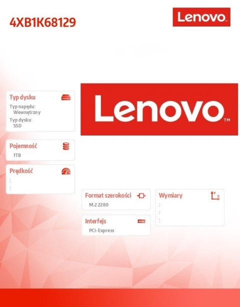 Lenovo Dysk SSD 1TB Performance PCIe Gen4 M.2 2280 Lenovo Dysk SSD 1TB Performance PCIe Gen4 M.2 2280