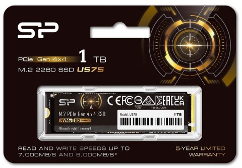 Silicon Power Dysk SSD US75 1TB M.2 PCIe Gen4x4 NVMe 1.4 7000/6000 MB/s Silicon Power Dysk SSD US75 1TB M.2 PCIe Gen4x4 NVMe 1.4 7000/6000 MB/s