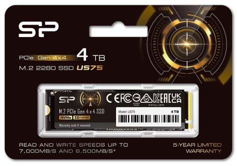 Silicon Power Dysk SSD US75 4TB M.2 PCIe Gen4x4 NVMe 1.4 7000/6500 MB/s Silicon Power Dysk SSD US75 4TB M.2 PCIe Gen4x4 NVMe 1.4 7000/6500 MB/s