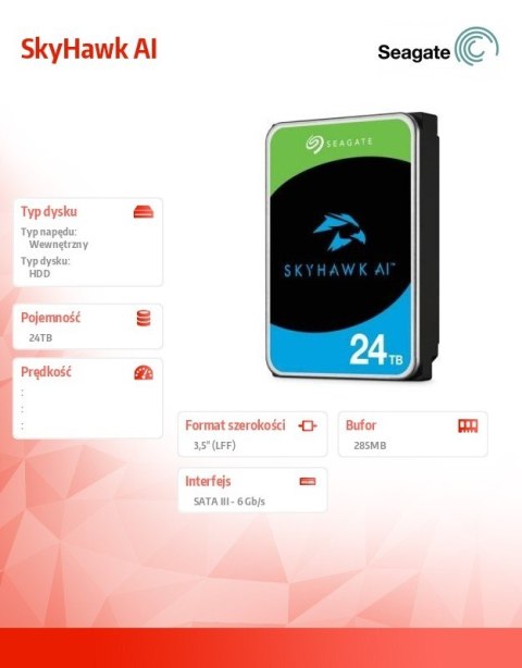 Seagate Dysk SkyHawkAI 24TB 3,5 512MB ST24000VE002 Seagate Dysk SkyHawkAI 24TB 3,5 512MB ST24000VE002