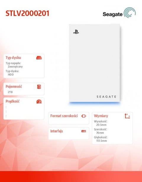 Seagate Dysk zewnętrzny Game Drive for PS5 2TB HDD STLV2000101