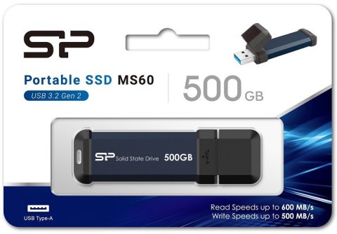 Silicon Power Dysk zewnętrzny SSD MS60 500GB USB 3.2 600/500MB/s Silicon Power Dysk zewnętrzny SSD MS60 500GB USB 3.2 600/500MB/s