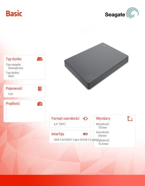 Seagate Dysk Basic 1TB 2,5 STJL1000400 Grey Seagate Dysk Basic 1TB 2,5 STJL1000400 Grey