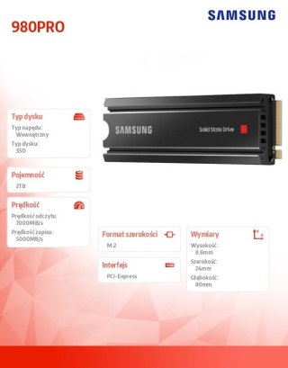 Samsung Dysk SSD 980PRO Heatsink NVMeMZ-V8P2T0CW