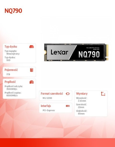 Lexar Dysk SSD NQ790 4TB NVMe 4x4 2280 7000/6000MB/s Lexar Dysk SSD NQ790 4TB NVMe 4x4 2280 7000/6000MB/s
