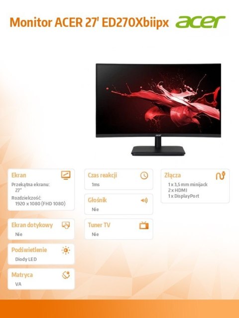 Acer Monitor ACER 27' ED270Xbiipx Acer Monitor ACER 27' ED270Xbiipx