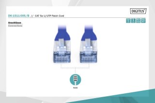 Digitus Patch cord kat.5e UTP, CU, AWG 26/7 0,5m Niebieski