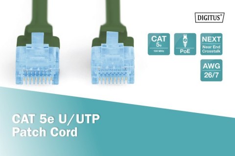 Digitus Patch cord kat.5e UTP, CU, AWG 26/7 0,5m Zielony Digitus Patch cord kat.5e UTP, CU, AWG 26/7 0,5m Zielony