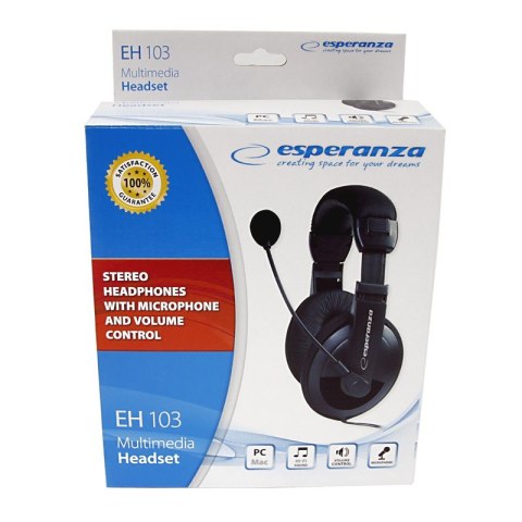Esperanza Słuchawki stereo z mikrofonem i regulacją głośności EH103 Esperanza Słuchawki stereo z mikrofonem i regulacją głośności EH103