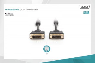 Digitus Kabel połączeniowy DVI-D DualLink WQXGA 30Hz Typ DVI-D (24+1)/DVI-D (24+1) M/M 2m Czarny