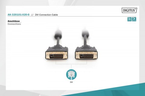 Digitus Kabel połączeniowy DVI-D DualLink WQXGA 30Hz Typ DVI-D (24+1)/DVI-D (24+1) M/M 2m Czarny Digitus Kabel połączeniowy DVI-D DualLink WQXGA 30Hz Typ DVI-D (24+1)/DVI-D (24+1) M/M 2m Czarny