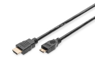 Digitus Kabel połączeniowy HDMI HighSpeed 1080p 60Hz FHD Typ HDMI A/HDMI C M/M 2m Czarny