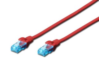 Digitus Patch cord RJ45-RJ45, kat.5e, U/UTP, AWG 26/7, PVC, 0.25m, czerwony