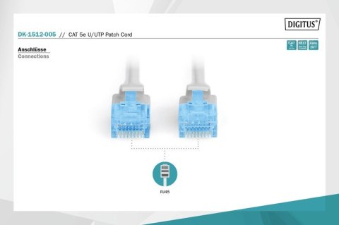 Digitus Patch cord U/UTP kat.5e PVC 0,5m szary Digitus Patch cord U/UTP kat.5e PVC 0,5m szary