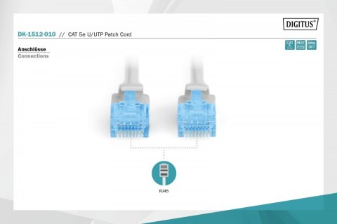Digitus Patch cord U/UTP kat.5e PVC 1m szary