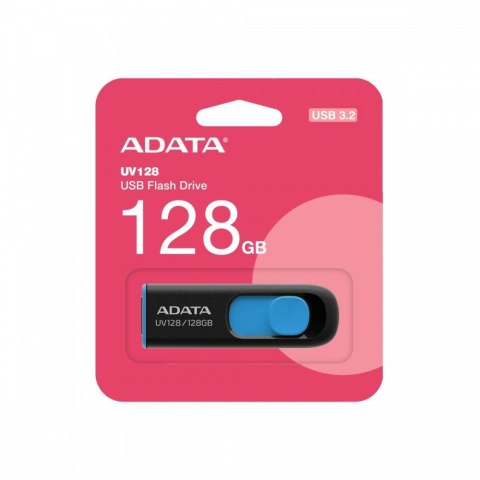 Adata Pendrive UV128 128GB USB 3.2 czarno-niebieski Adata Pendrive UV128 128GB USB 3.2 czarno-niebieski