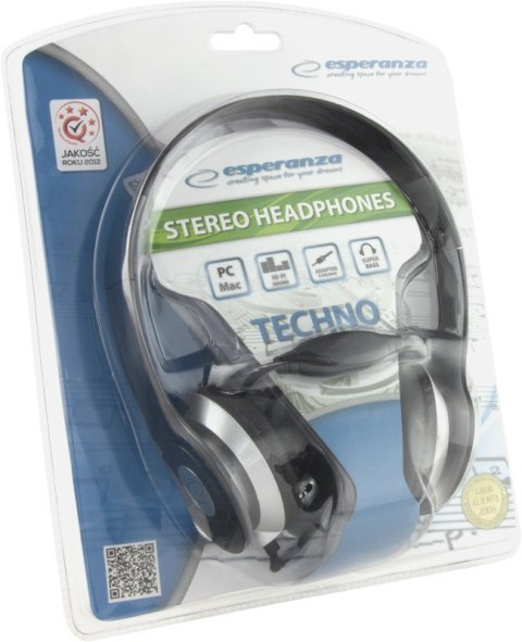 Esperanza SŁUCHAWKI AUDIO STEREO TECHNO EH145K CZARNE Esperanza SŁUCHAWKI AUDIO STEREO TECHNO EH145K CZARNE
