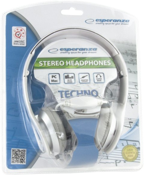 Esperanza SŁUCHAWKI AUDIO STEREO TECHNO EH145W BIAŁE Esperanza SŁUCHAWKI AUDIO STEREO TECHNO EH145W BIAŁE