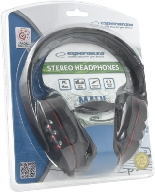 Esperanza SŁUCHAWKI AUDIO STEREO Z REGULACJĄ GŁOŚNOŚCI EH142K MAUI CZARNE