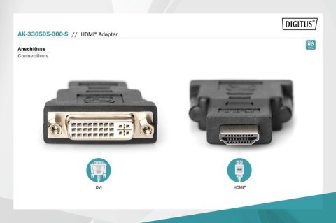Digitus Adapter HDMI Standard 1080p 60Hz FHD Typ HDMI A/DVI-I (24+5) M/Ż Czarny Digitus Adapter HDMI Standard 1080p 60Hz FHD Typ HDMI A/DVI-I (24+5) M/Ż Czarny