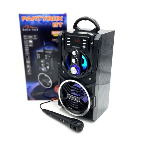 Media-Tech Głośnik PARTYBOX BT MT3150 Karaoke/Bluetooth 5.0/FM/MP3/USB/AUX/LED/USB-C/RMS 18W/PMPO 800W.