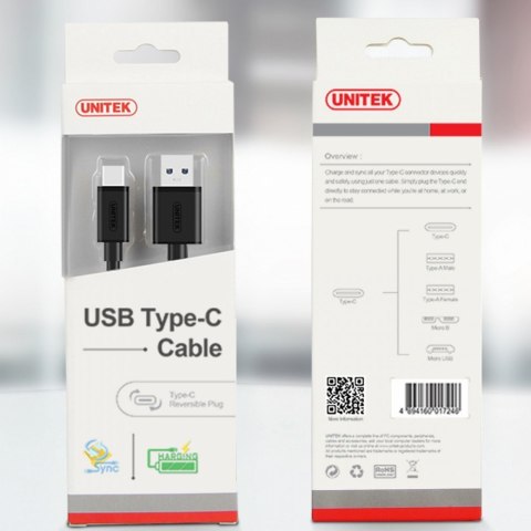 Unitek Kabel USB TYP-C DO USB 3.0; 1m; Y-C474BK Unitek Kabel USB TYP-C DO USB 3.0; 1m; Y-C474BK