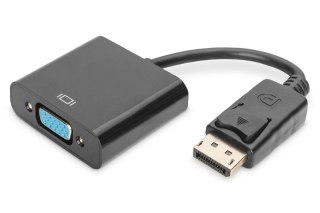 Digitus Kabel adapter Displayport z zatrzaskiem 1080p 60Hz FHD Typ DP/DSUB15 M/Ż 0,15m Czarny