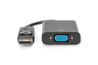 Digitus Kabel adapter Displayport z zatrzaskiem 1080p 60Hz FHD Typ DP/DSUB15 M/Ż 0,15m Czarny