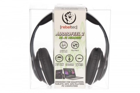 Rebeltec Słuchawki stereo z mikrofonem, 4pin mini jack AUDIOFEEL2 BLACK Rebeltec Słuchawki stereo z mikrofonem, 4pin mini jack AUDIOFEEL2 BLACK