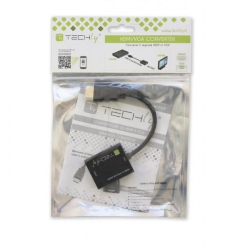 Techly Adapter HDMI męski na VGA żeński, czarny, 10cm Techly Adapter HDMI męski na VGA żeński, czarny, 10cm