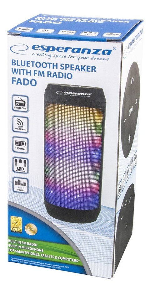 Esperanza Głośnik FADO bluetooth z podświetleniem LED Esperanza Głośnik FADO bluetooth z podświetleniem LED