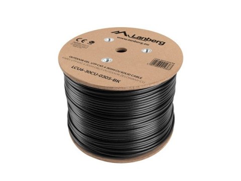 Lanberg Kabel LAN UTP KAT-6 305M drut outdoor żelowany CU fluke passed, czarny Lanberg Kabel LAN UTP KAT-6 305M drut outdoor żelowany CU fluke passed, czarny