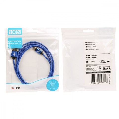 TB Kabel USB-USB C 1.5m niebieski sznurek TB Kabel USB-USB C 1.5m niebieski sznurek
