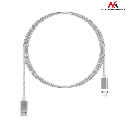 Maclean Kabel lightning USB magnetyczny silver MCE161- Quick & Fast Charge