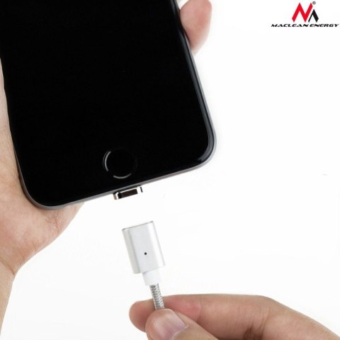 Maclean Kabel lightning USB magnetyczny silver MCE161- Quick & Fast Charge