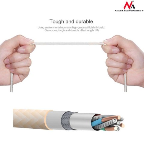 Maclean Kabel lightning USB magnetyczny silver MCE161- Quick & Fast Charge