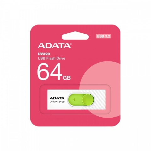 Adata Pendrive UV320 64GB USB3.2 biało-zielony Adata Pendrive UV320 64GB USB3.2 biało-zielony