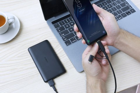 AUKEY CB-BAL5 3w1 nylonowy kabel Quick Charge micro USB | USB C | Lightning | 1.2m AUKEY CB-BAL5 3w1 nylonowy kabel Quick Charge micro USB | USB C | Lightning | 1.2m