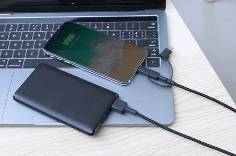 AUKEY CB-BAL5 3w1 nylonowy kabel Quick Charge micro USB | USB C | Lightning | 1.2m AUKEY CB-BAL5 3w1 nylonowy kabel Quick Charge micro USB | USB C | Lightning | 1.2m