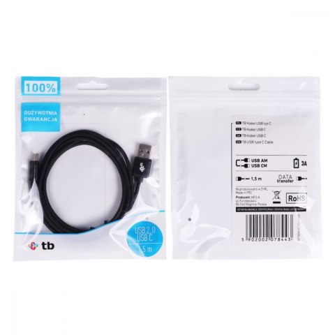 TB Kabel USB-USB C 1.5m czarny sznurek TB Kabel USB-USB C 1.5m czarny sznurek