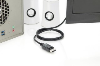 Digitus Kabel adapter DisplayPort 1.2 z zatrzaskiem 4K 60Hz UHD Typ DP/HDMI A M/M 1m Czarny