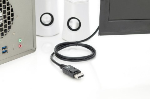 Digitus Kabel adapter DisplayPort 1.2 z zatrzaskiem 4K 60Hz UHD Typ DP/HDMI A M/M 1m Czarny Digitus Kabel adapter DisplayPort 1.2 z zatrzaskiem 4K 60Hz UHD Typ DP/HDMI A M/M 1m Czarny