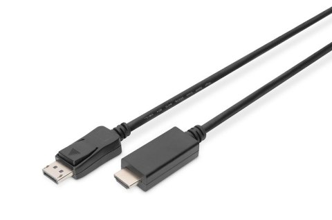 Digitus Kabel adapter DisplayPort 1.2 z zatrzaskiem 4K 60Hz UHD Typ DP/HDMI A M/M czarny 3m Digitus Kabel adapter DisplayPort 1.2 z zatrzaskiem 4K 60Hz UHD Typ DP/HDMI A M/M czarny 3m