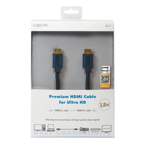 LogiLink Kabel premium HDMI Ultra HD, 1.8m