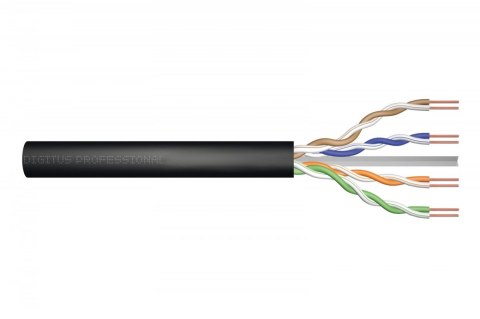 Digitus Kabel teleinformatyczny instalacyjny zewnętrzny żelowany kat.5e, U/UTP, Fca, drut, AWG24/1, PE, 305m, czarny, szpula Digitus Kabel teleinformatyczny instalacyjny zewnętrzny żelowany kat.5e, U/UTP, Fca, drut, AWG24/1, PE, 305m, czarny, szpula