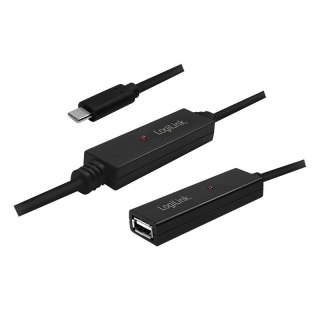 LogiLink Aktywny repeater USB 2.0 A żeński do USB-C męski, dł. 20m