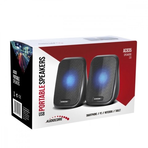 Audiocore Głośniki komputerowe 6W USB AC835 Czarne Audiocore Głośniki komputerowe 6W USB AC835 Czarne