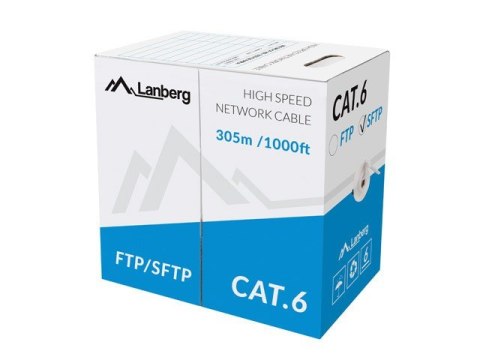 Lanberg Kabel SFTP Kat.6 CU 305 m drut szary Lanberg Kabel SFTP Kat.6 CU 305 m drut szary
