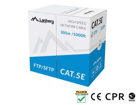 Lanberg Kabel SFTP kat.5e 305m drut CU LCS5-11CU-0305-S szary Lanberg Kabel SFTP kat.5e 305m drut CU LCS5-11CU-0305-S szary
