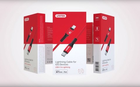 Unitek Kabel USB Typ-C - Lightning C14060RD 1,0m, M/M, MFI Unitek Kabel USB Typ-C - Lightning C14060RD 1,0m, M/M, MFI